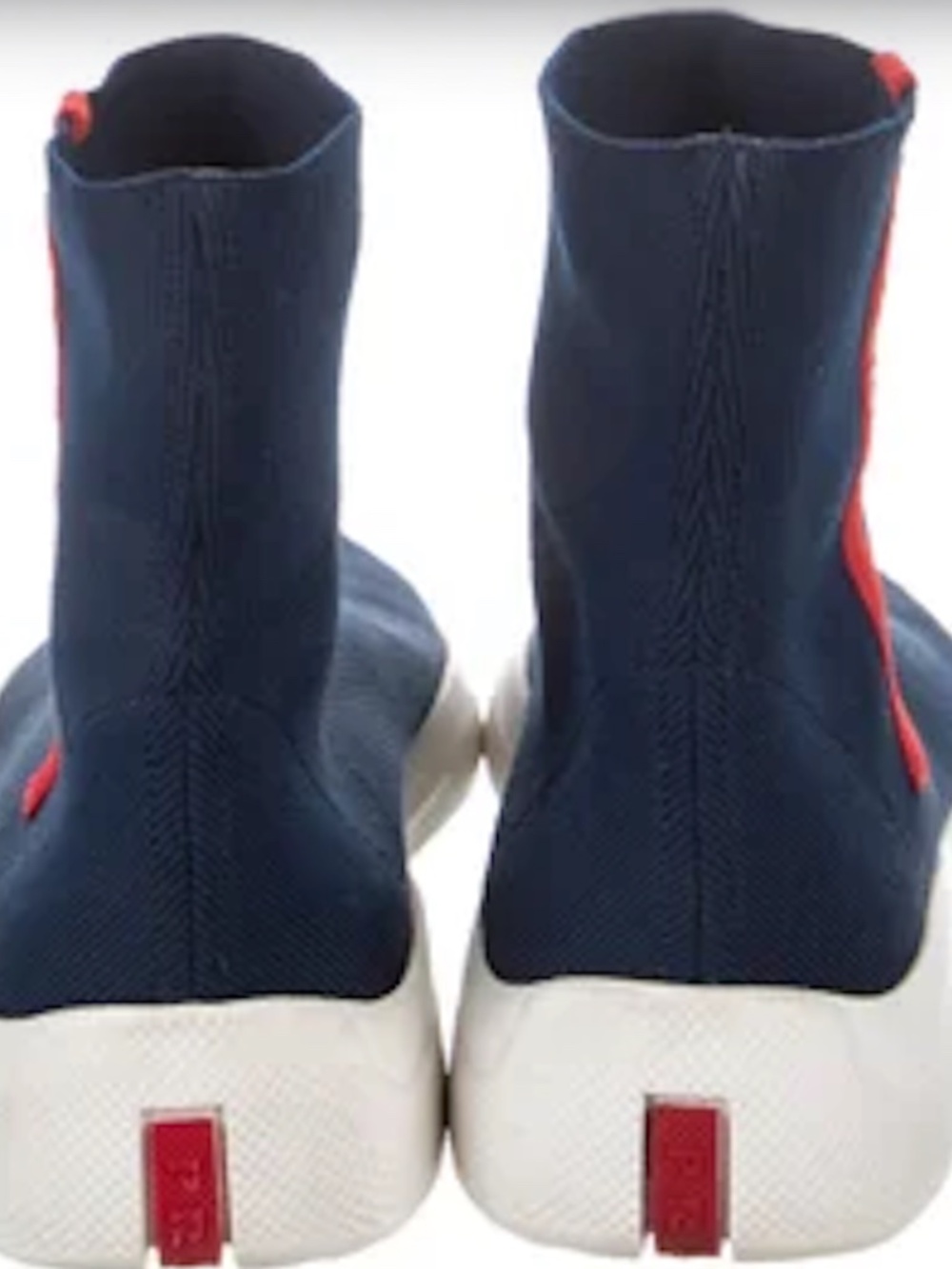 AUTHENTIC PRADA HIGH-TOP KNIT SOCK SNEAKERS SHOE BLUE SiZE 8 US | 38 1/2 EU - Picture 4 of 5